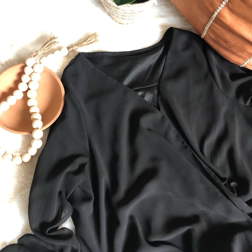 Black Sheer Top with Sleeve Ties